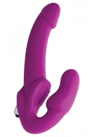 Ярко-розовый безремневой вибрострапон Evoke Vibrating Strapless Silicone Strap-on Dildo - XR Brands - купить с доставкой в Орске