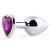 Серебристая анальная пробка с фиолетовым кристаллом-сердечком - 8 см. - Anal Jewelry Plug - купить с доставкой в Орске