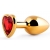 Золотистая анальная пробка с красным стразом-сердечком - 8 см. - Anal Jewelry Plug - купить с доставкой в Орске