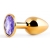Золотистая анальная пробка с фиолетовым стразом - 7,2 см. - Anal Jewelry Plug - купить с доставкой в Орске