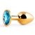 Золотистая анальная пробка с голубым стразом - 7,2 см. - Anal Jewelry Plug - купить с доставкой в Орске