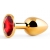 Золотистая анальная пробка с красным стразом - 7,2 см. - Anal Jewelry Plug - купить с доставкой в Орске