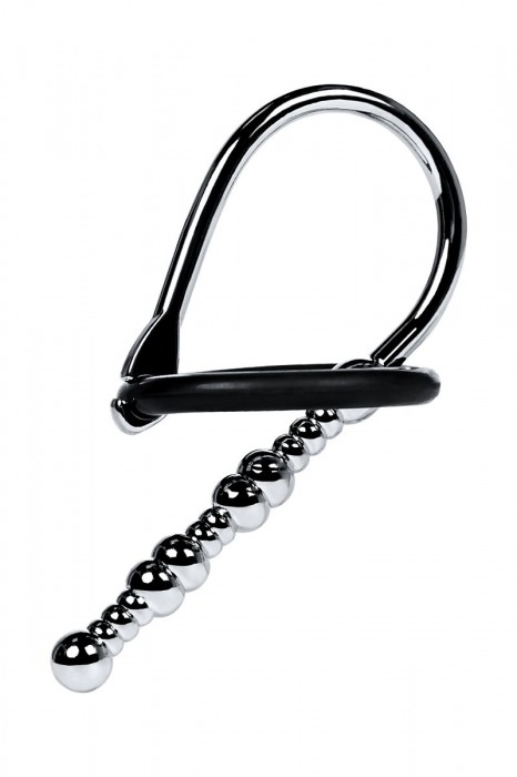 Серебристый уретральный плаг-бусины TOYFA Metal с мягким фиксириющим кольцом - ToyFa - купить с доставкой в Орске