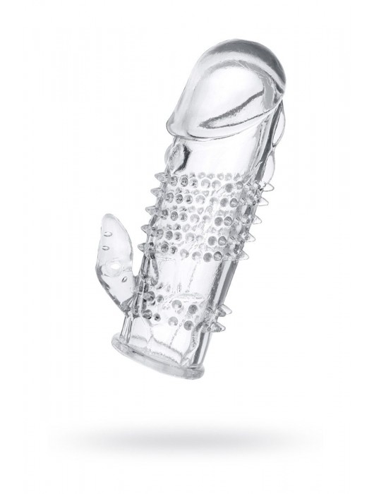 Прозрачная гелевая насадка с шипами и клиторальным отростком - 13 см. - Toyfa Basic - в Орске купить с доставкой
