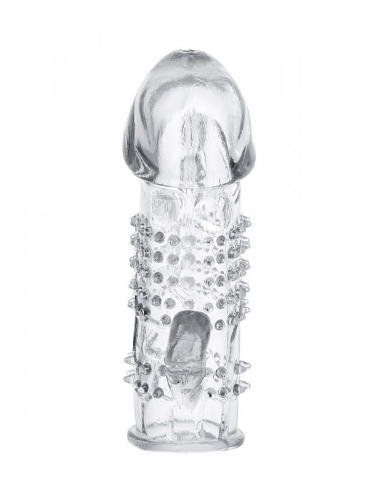 Прозрачная гелевая насадка с шипами и клиторальным отростком - 13 см. - Toyfa Basic - в Орске купить с доставкой