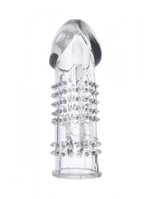 Прозрачная гелевая насадка с шипами и клиторальным отростком - 13 см. - Toyfa Basic - в Орске купить с доставкой