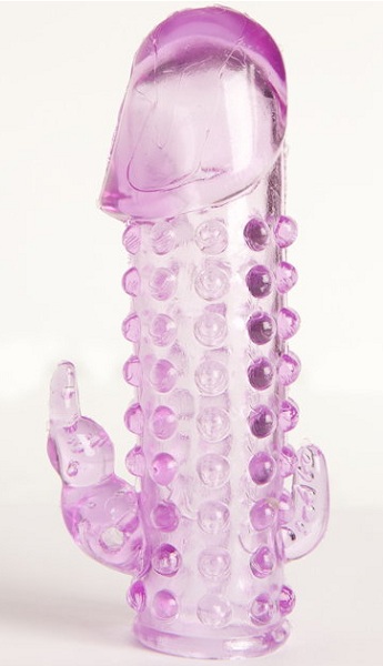 Закрытая фиолетовая насадка с 2 отростками - 13 см. - Toyfa Basic - в Орске купить с доставкой Закрытая фиолетовая насадка с 2 отростками - 13 см. - Toyfa Basic - в Орске купить с доставкой