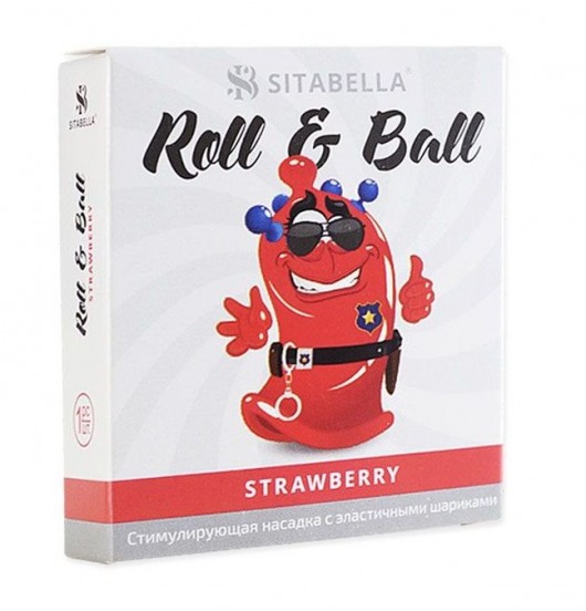 Стимулирующий презерватив-насадка Roll   Ball Strawberry - Sitabella - купить с доставкой в Орске