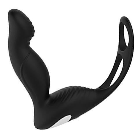 Черный вибромассажер простаты P-PLEASER W ERECTION ENHANCE - Dream Toys - в Орске купить с доставкой