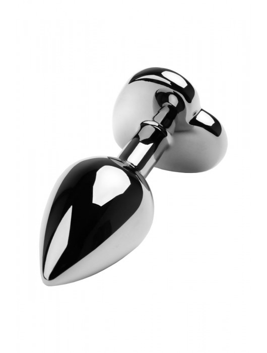 Серебристая коническая анальная пробка с красным кристаллом-сердечком - 7 см. - ToyFa - купить с доставкой в Орске