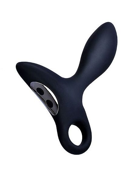 Черный силиконовый анальный вибромассажер Erokey с колечком-ограничителем - Erokay - в Орске купить с доставкой