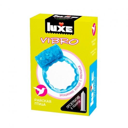 Голубое эрекционное виброкольцо Luxe VIBRO  Райская птица  + презерватив - Luxe - в Орске купить с доставкой