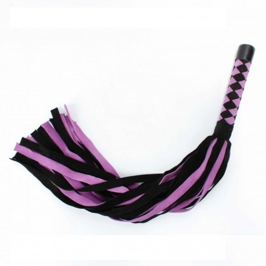 Черно-розовая плеть из замши - 58 см. - БДСМ Арсенал - купить с доставкой в Орске