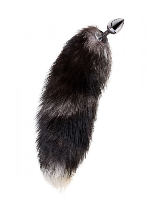 Серебристая металлическая анальная втулка с хвостом чернобурой лисы - размер S - ToyFa - купить с доставкой в Орске