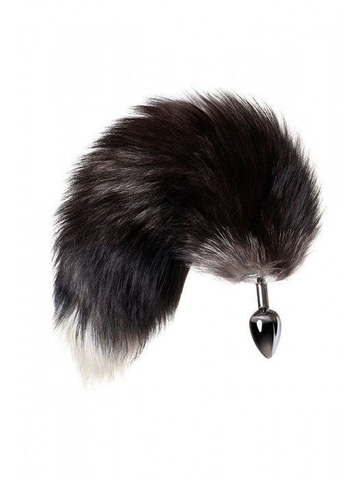 Серебристая металлическая анальная втулка с хвостом чернобурой лисы - размер S - ToyFa - купить с доставкой в Орске