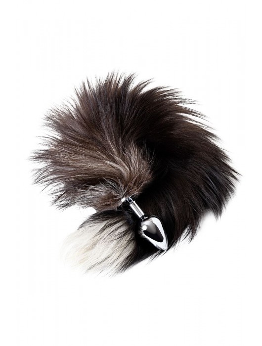 Серебристая металлическая анальная втулка с хвостом чернобурой лисы - размер S - ToyFa - купить с доставкой в Орске