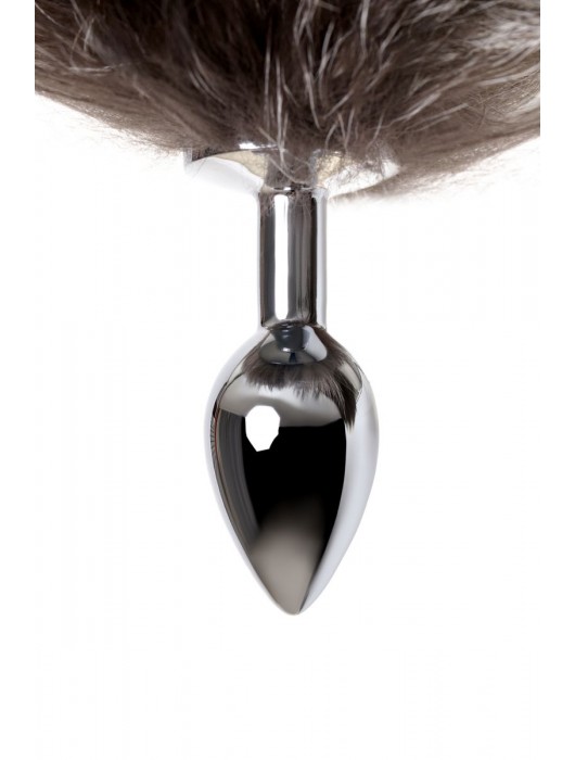 Серебристая металлическая анальная втулка с хвостом чернобурой лисы - размер S - ToyFa - купить с доставкой в Орске