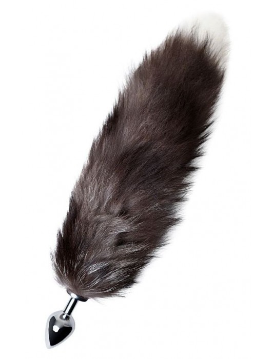 Серебристая металлическая анальная втулка с хвостом чернобурой лисы - размер S - ToyFa - купить с доставкой в Орске