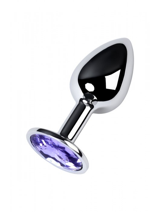 Серебристая конусовидная анальная пробка с фиолетовым кристаллом - 7 см. - ToyFa - купить с доставкой в Орске