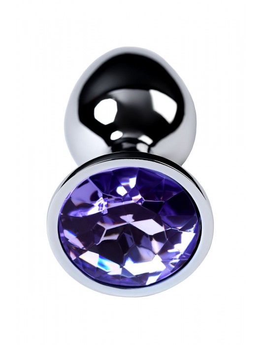 Серебристая конусовидная анальная пробка с фиолетовым кристаллом - 7 см. - ToyFa - купить с доставкой в Орске