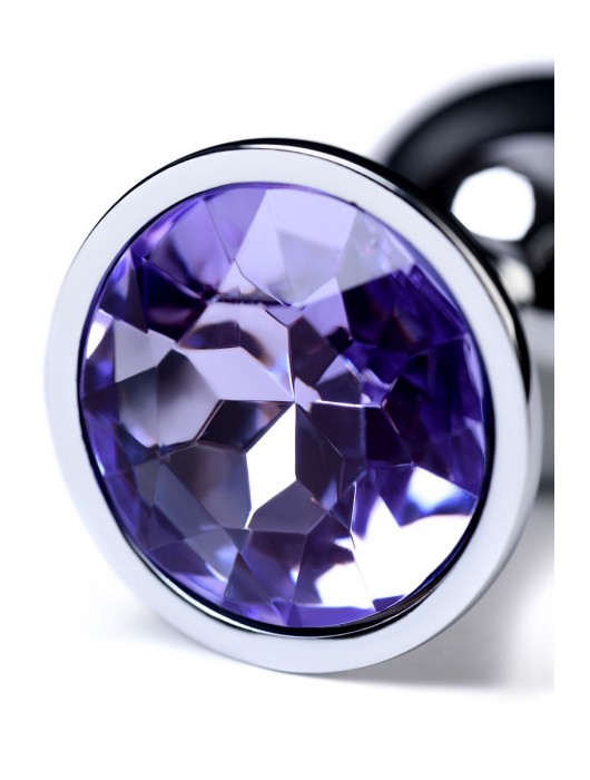 Серебристая конусовидная анальная пробка с фиолетовым кристаллом - 7 см. - ToyFa - купить с доставкой в Орске