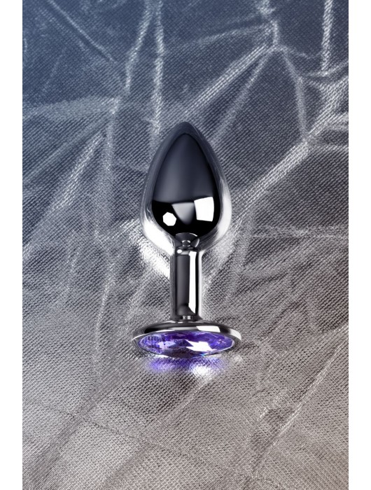 Серебристая конусовидная анальная пробка с фиолетовым кристаллом - 7 см. - ToyFa - купить с доставкой в Орске
