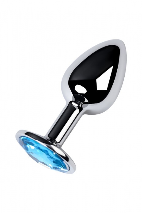 Серебристая конусовидная анальная пробка с голубым кристаллом - 7 см. - ToyFa - купить с доставкой в Орске