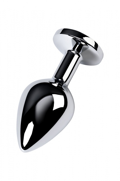 Серебристая конусовидная анальная пробка с голубым кристаллом - 8 см. - ToyFa - купить с доставкой в Орске