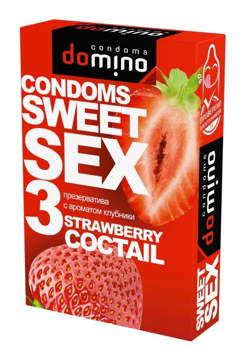 Презервативы для орального секса DOMINO Sweet Sex с ароматом клубничного коктейля  - 3 шт. - Domino - купить с доставкой в Орске