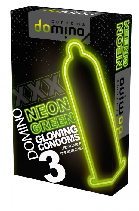 Презервативы DOMINO Neon Green со светящимся в темноте кончиком - 3 шт. - Domino - купить с доставкой в Орске