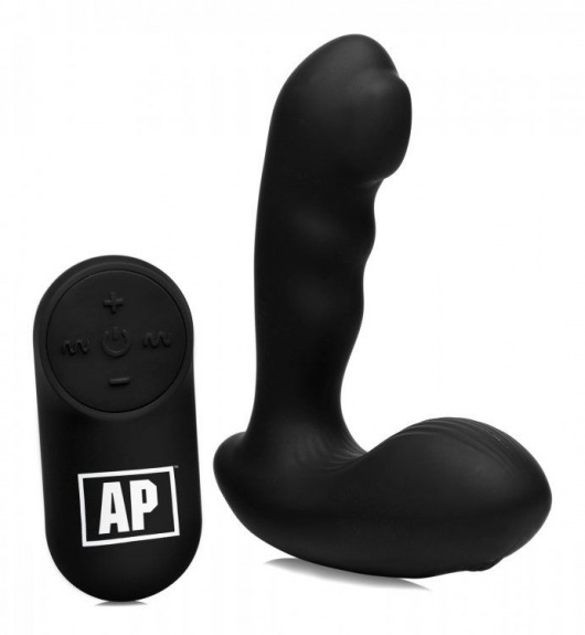 Черный стимулятор простаты Alpha-Pro 7X P-Milker Silicone Prostate Stimulator with Milking Bead - XR Brands - в Орске купить с доставкой