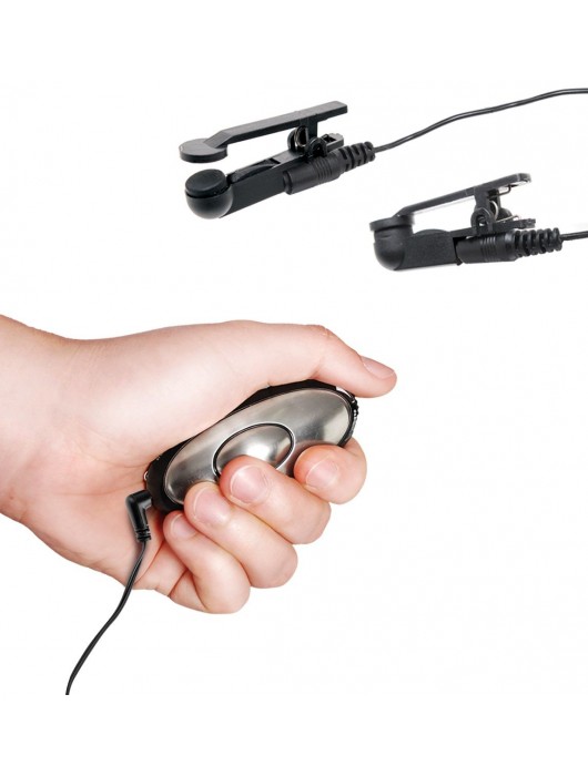 Черные электрические зажимы для сосков Shock Therapy Nipple Clamps - Pipedream - купить с доставкой в Орске