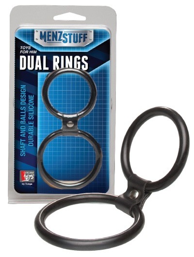 Чёрное двойное эрекционное кольцо Dual Rings Black - Dream Toys - в Орске купить с доставкой