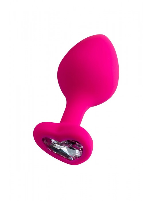 Розовая анальная втулка Diamond Heart с прозрачным кристаллом - 8 см. - ToyFa - купить с доставкой в Орске