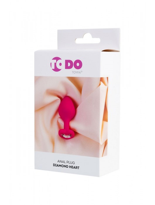 Розовая анальная втулка Diamond Heart с прозрачным кристаллом - 8 см. - ToyFa - купить с доставкой в Орске