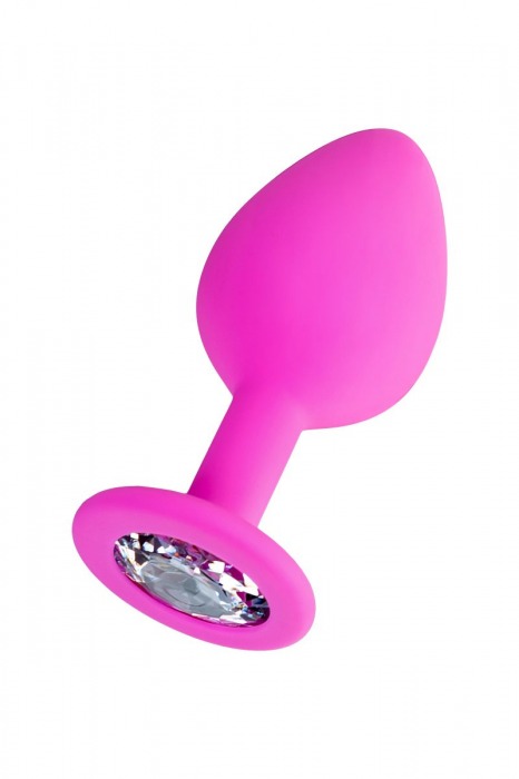 Розовая анальная втулка Brilliant с прозрачным кристаллом - 8 см. - ToyFa - купить с доставкой в Орске