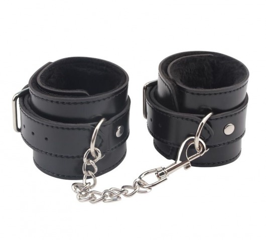 Черные оковы на ноги Obey Me Leather Ankle Cuffs - Chisa - купить с доставкой в Орске