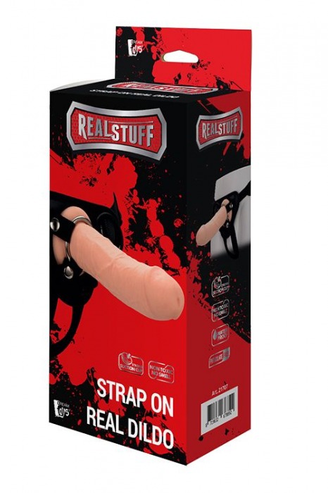 Черные трусики с телесной насадкой STRAP ON REAL DILDO - 21 см. - Dream Toys - купить с доставкой в Орске