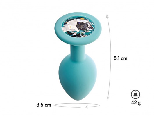 Аквамариновая анальная пробка с прозрачным кристаллом Gamma M - 8,1 см. - Le Frivole - купить с доставкой в Орске