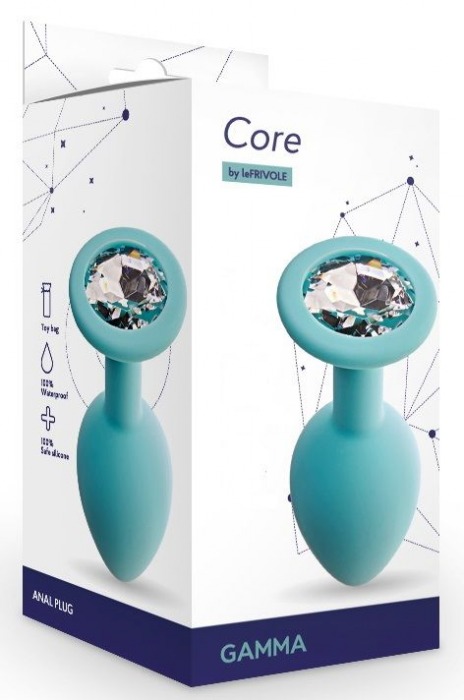 Аквамариновая анальная пробка с прозрачным кристаллом Gamma M - 8,1 см. - Le Frivole - купить с доставкой в Орске