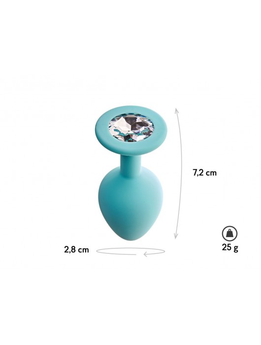 Аквамариновая анальная пробка с прозрачным кристаллом Gamma S - 7,2 см. - Le Frivole - купить с доставкой в Орске