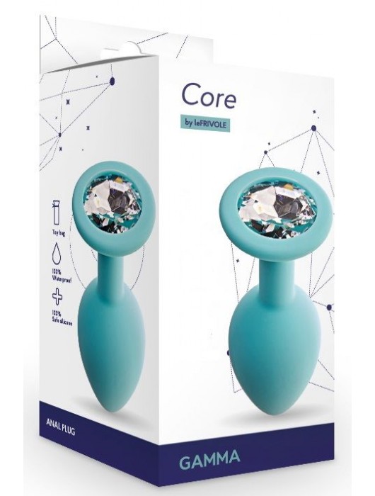 Аквамариновая анальная пробка с прозрачным кристаллом Gamma S - 7,2 см. - Le Frivole - купить с доставкой в Орске