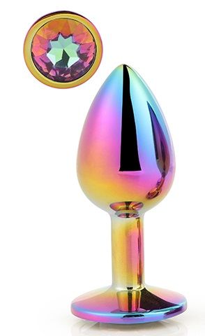 Голографическая анальная втулка с радужным кристаллом - 7,1 см. - Dream Toys - купить с доставкой в Орске