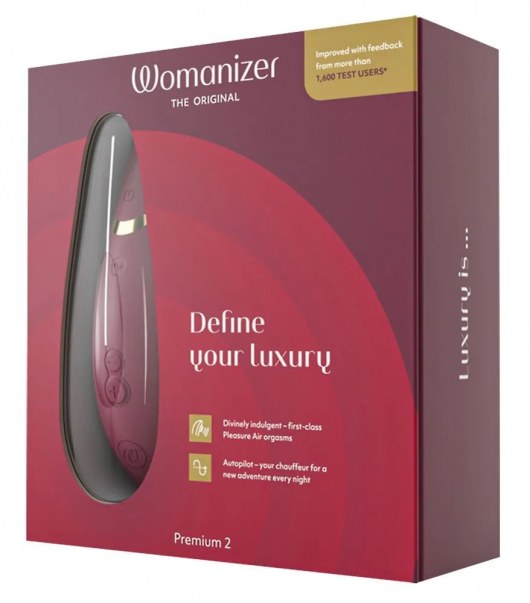 Бордовый клиторальный стимулятор Womanizer Premium 2 - Womanizer