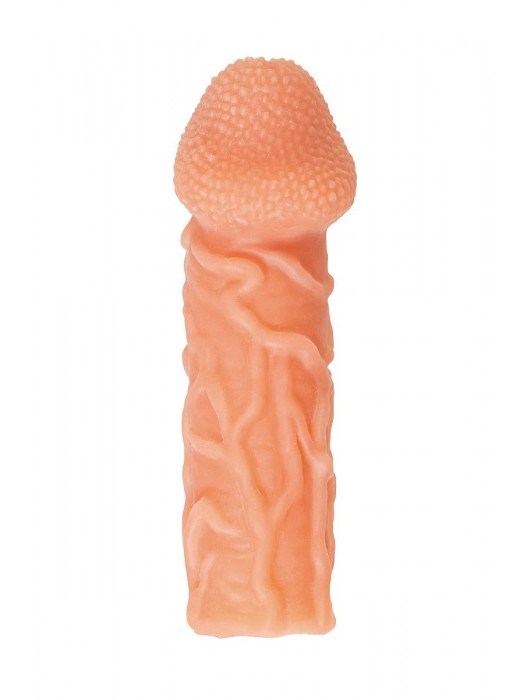 Телесная закрытая насадка с венками Cock Sleeve Size S - 13,8 см. - KOKOS - в Орске купить с доставкой