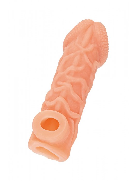 Телесная закрытая насадка с венками Cock Sleeve Size S - 13,8 см. - KOKOS - в Орске купить с доставкой