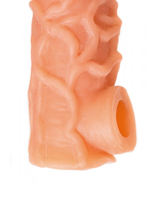 Телесная закрытая насадка с венками Cock Sleeve Size S - 13,8 см. - KOKOS - в Орске купить с доставкой