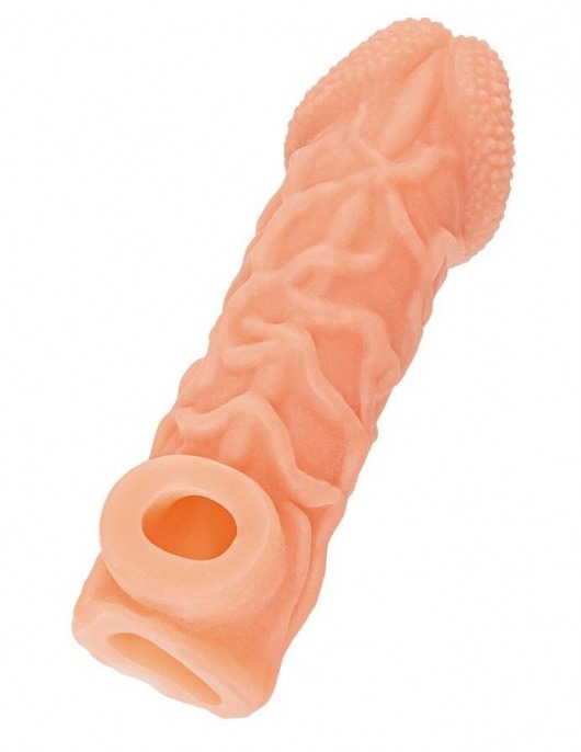 Телесная закрытая насадка с венками Cock Sleeve Size S - 13,8 см. - KOKOS - в Орске купить с доставкой