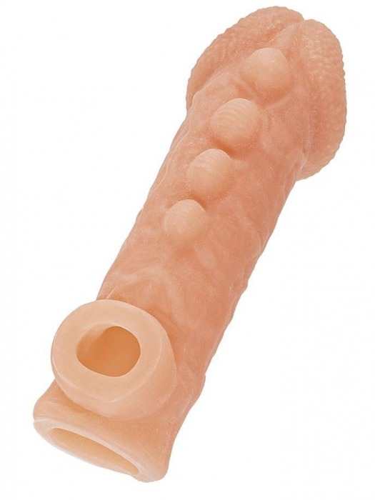 Телесная закрытая насадка с шишечками Cock Sleeve Size M - 15,6 см. - KOKOS - в Орске купить с доставкой