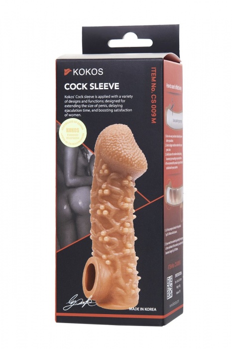 Телесная закрытая насадка с пучками шишечек Cock Sleeve Size M - 15,6 см. - KOKOS - в Орске купить с доставкой